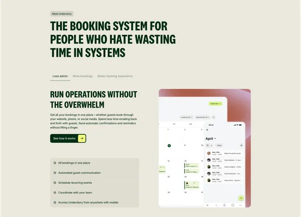 Understory - Powering Experience Makers - Landing design inspiration