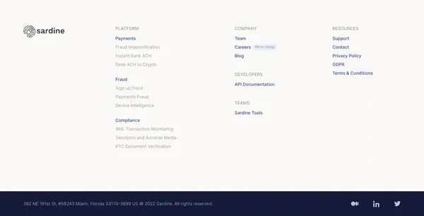Sardine - Risk-free ACH. Instant settlement. - Landing design inspiration