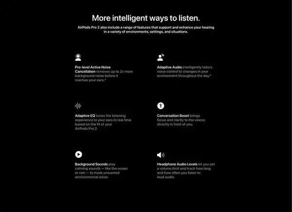 AirPods Pro 2 - Hearing Health - Apple - Landing design inspiration