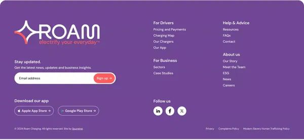 Roam Charging - Landing design inspiration