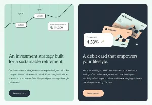 Spend Retirement With More | Retirable - Landing design inspiration