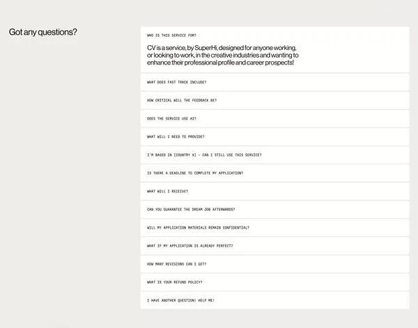 Real feedback for creative industry job applications | SuperHi.cv - Landing design inspiration