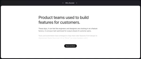 Bucket: Feature flagging that's purpose-built for B2B SaaS - Landing design inspiration
