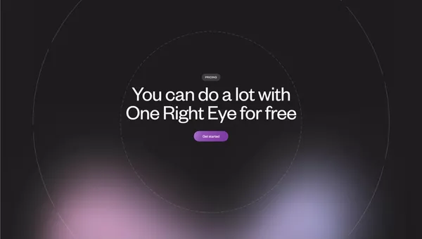 One Right Eye - Landing design inspiration