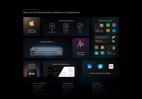 Clay - Be more thoughtful with the people in your network. - Landing design inspiration