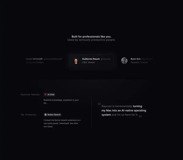 Raycast - Your shortcut to everything - Landing design inspiration