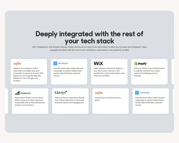 Add video commerce to your site with 1 click | Tolstoy - Landing design inspiration