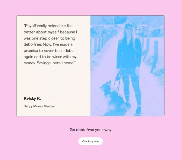 Personal Loans, Made Personal - Happy Money - Landing design inspiration