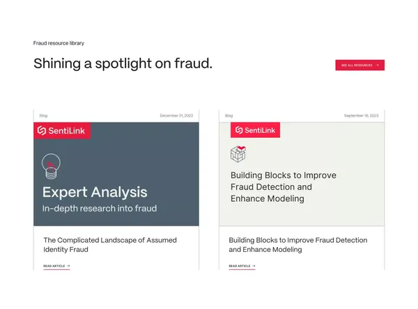 SentiLink | The fraud experts - Landing design inspiration
