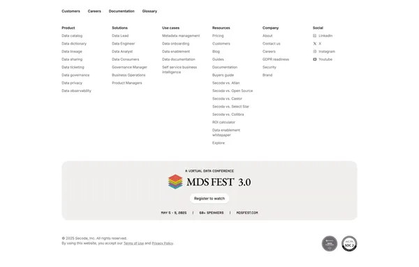 The Unified Data Governance Platform | Secoda - Landing design inspiration