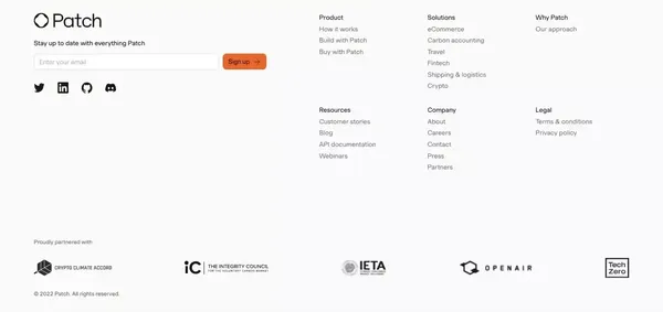 Patch | The platform that powers climate action - Landing design inspiration