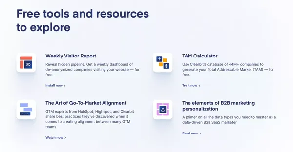 B2B Data Activation Platform for Marketing Intelligence | Clearbit - Landing design inspiration
