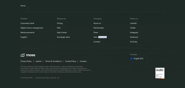 Moss: The all-in-one spend management platform - Landing design inspiration