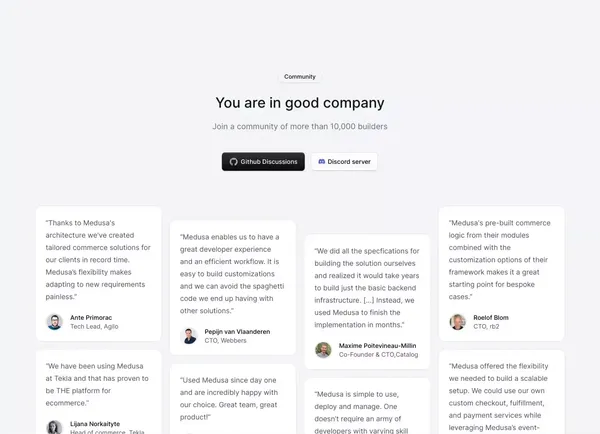 Medusa - Building blocks for digital commerce - Landing design inspiration