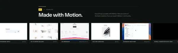 Motion: JavaScript & React animation library - Landing design inspiration