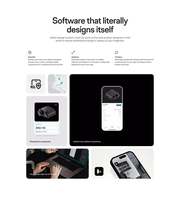 Glide | Build custom business software in minutes - Landing design inspiration