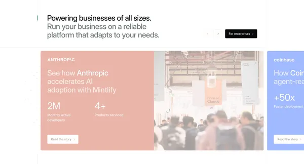 Mintlify - The Knowledge Platform Built for Agents - Landing design inspiration