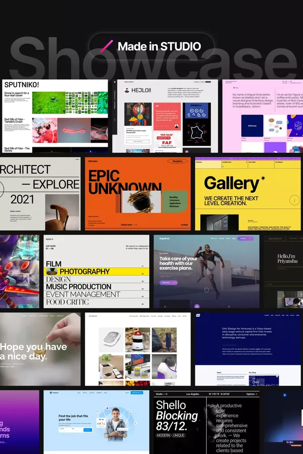 STUDIO | Say hello to your new site. - Landing design inspiration