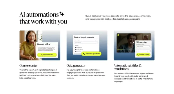 Teachable — Build & Sell Courses, Coaching,  Memberships & More - Landing design inspiration