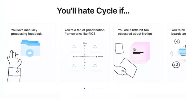 Cycle | Your feedback hub, on autopilot - Landing design inspiration
