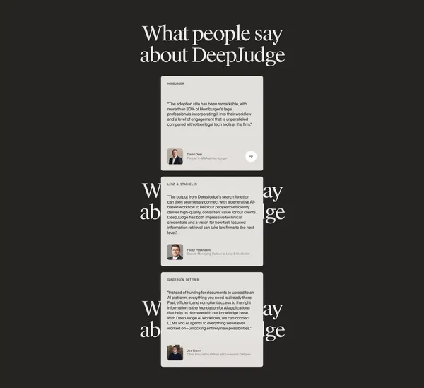 DeepJudge - Precision AI Search for legal teams - Landing design inspiration