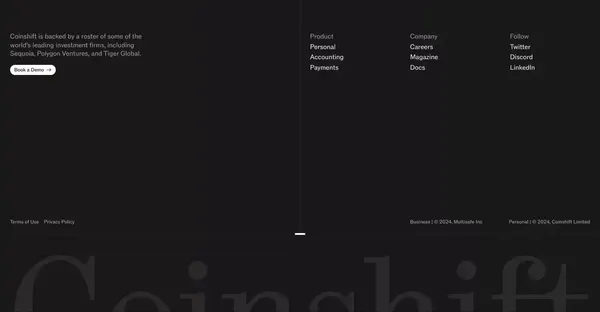 Personal | Coinshift - Landing design inspiration