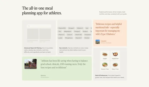 Athleats | Healthy, performance driven recipes for athletes - Landing design inspiration