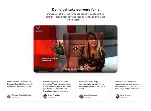 The employee-generated video platform | Seenit - Landing design inspiration