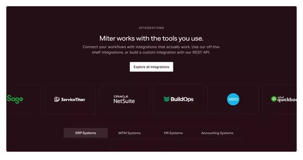 Miter | Payroll, HR, Expenses & Field Ops Software - Landing design inspiration