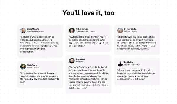 Switchboard | Collaboration space for remote work - Landing design inspiration
