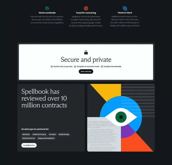 Spellbook - AI Contract Review & Drafting - Landing design inspiration