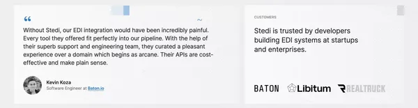 APIs for building EDI integrations - Landing design inspiration