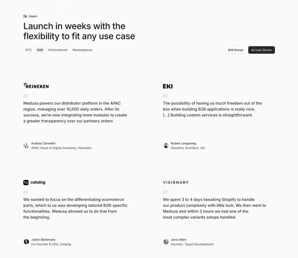 Medusa - World's most flexible commerce platform - Landing design inspiration