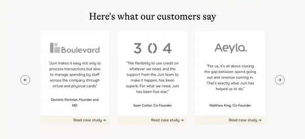 Juni | FinTech - Financial Services for Ecommerce Businesses - Landing design inspiration