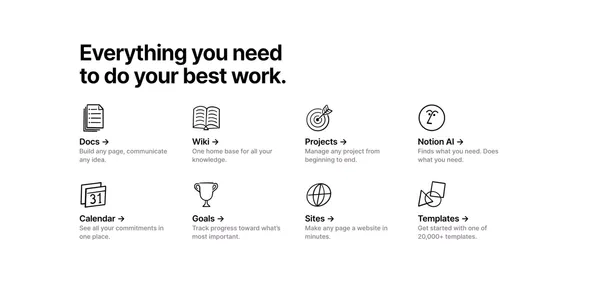 Your connected workspace for wiki, docs & projects | Notion - Landing design inspiration