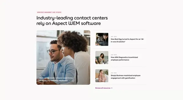 Aspect | Trusted Leaders in Workforce Engagement Management Solutions - Landing design inspiration