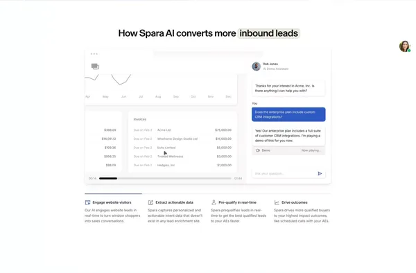 Spara - The AI-powered inbound conversion platform - Landing design inspiration