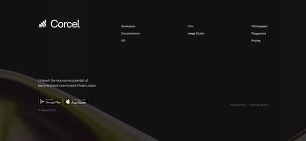 Corcel: API Access to Artificial Intelligence, Decentralized. - Landing design inspiration