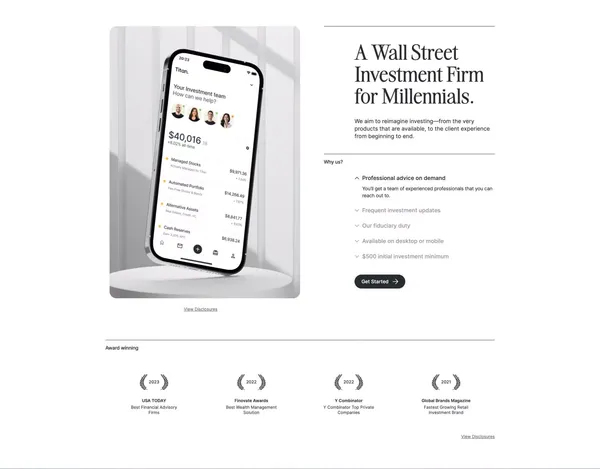 Titan — Low Effort. High Yield. - Landing design inspiration