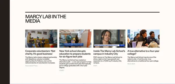The Marcy Lab School - Landing design inspiration