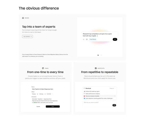 Obvious - Landing design inspiration