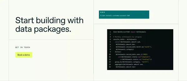 Build your application with data packages » Patch - Landing design inspiration