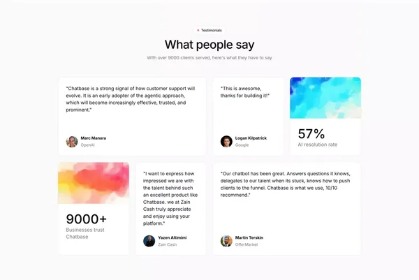 Chatbase | The complete platform for chat-based AI agents - Landing design inspiration