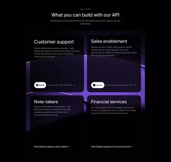 Gladia | Audio Transcription API - Landing design inspiration
