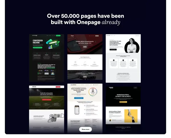 Onepage - Erstelle noch heute deine Seite. Genau so wie du sie dir vorstellst! | Onepage - Landing design inspiration