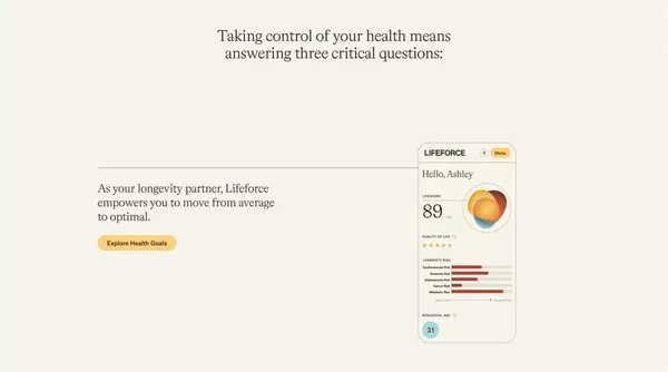 Lifeforce: Your Longevity Partner - Landing design inspiration