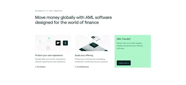 Sandbar | Modular anti-money laundering (AML) software - Landing design inspiration