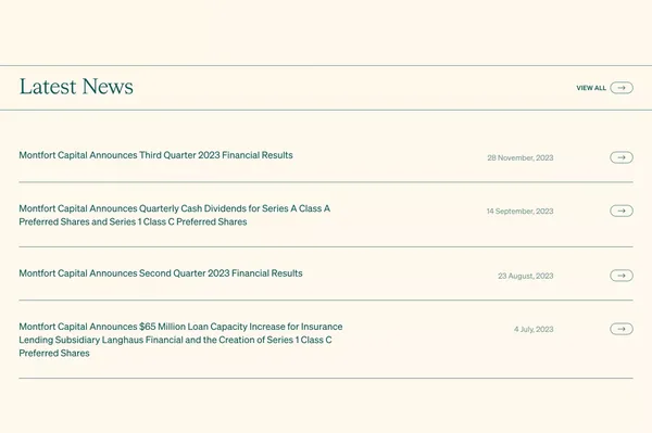 Montfort - Private Credit Manager - Landing design inspiration