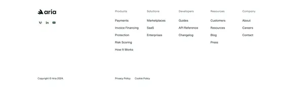 Aria – Build better B2B payment experiences - Landing design inspiration