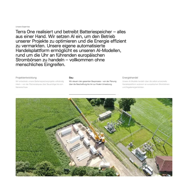 Terra One – Innovative Batteriespeicherlösungen für eine nachhaltige Zukunft - Landing design inspiration